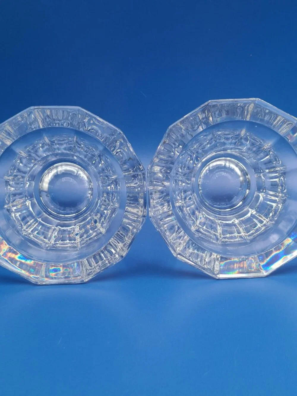 Unbranded 12 Sided Vintage Crystal Dodecagon Votive Pair 4